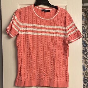Tommy Hilfiger Coral and White Short Sleeve Tee